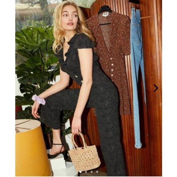 💕ROUJE💕 Floriane Jumpsuit ~ Black Polka Dot Print FR 40 = US 8 - Picture 2 of 16